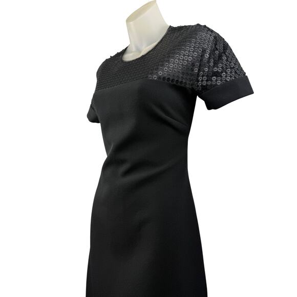 Vintage MIKAEL AGHAL black short sleeve dress with mesh detail - Picture 1 of 7